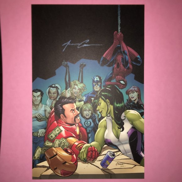 NEW, SIGNED Iron-Man Vs She-Hulk Print - Picture 1 of 8